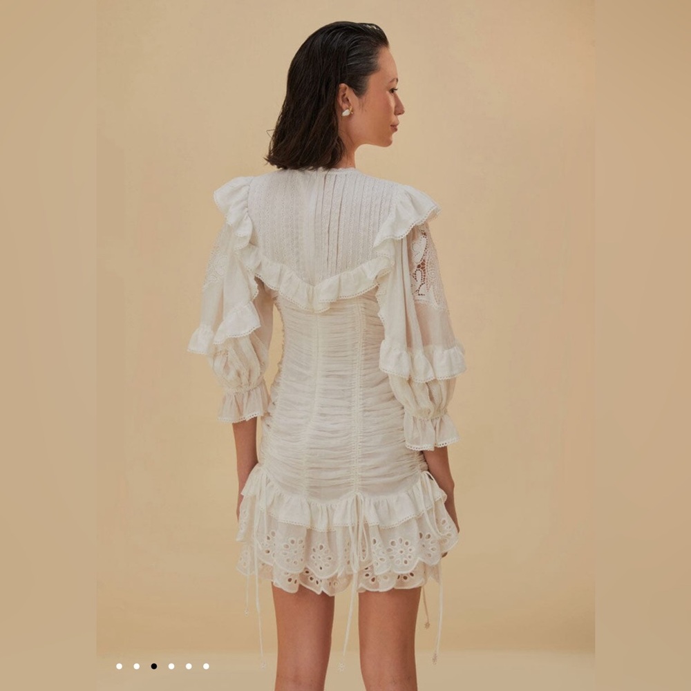 FARM Rio Cream Ruffled Eyelet Mini Dress - Picture 4 of 10